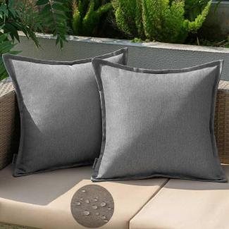 Wasserfestes Outdoor Kissenbezug 45x45cm 2er Set Grau Polyster