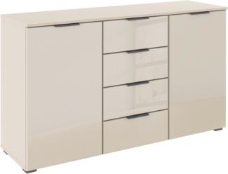 rauch Kombikommode Sideboard Kombikommode Schubladenkommode AGORDO mit Glasfront (in zwei Griff-Farben, Breite 120 cm), vier große Schubladen, mit insgesamt 4 Einlegeböden MADE IN GERMANY