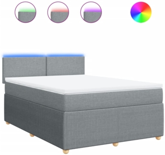vidaXL Boxspringbett mit Matratze Hellgrau 140x200 cm Stoff 3289772