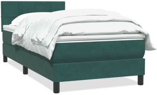 vidaXL Boxspringbett mit Matratze Dunkelgrün 80x220 cm Samt 3316236