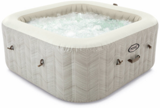 Intex aufblasbarer Whirlpool "PureSpa Chevron Deluxe Square", creme, Ø 211 x 71 cm