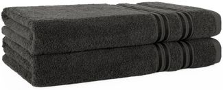 HAMMETEX Duschtuch 2er Set Badetücher 70x140 cm, 100% Baumwolle, Weich & Saugstark, Frottier (Set, 2-St), mit Bordüre, einfarbig, weich