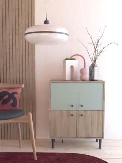 Kommode >Arriana< in Kronberg-Eiche Grün - 60,7x75,5x28,5cm (BxHxT)