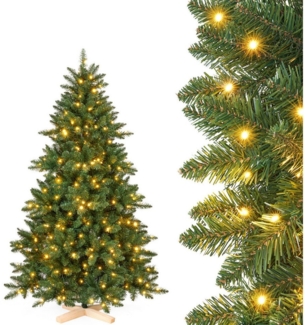 Yorbay Künstlicher Weihnachtsbaum mit LED-Beleuchtung 150/180/210 cm, Echtholz Baumständer