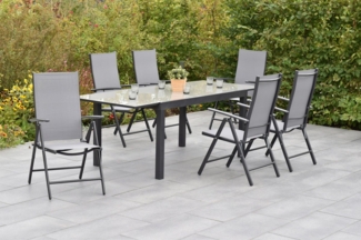 MERXX Garten-Essgruppe »Amalfi«, (Set, 7-tlg, 5-fach verstellbare Rückenlehne), Ausziehtisch: LxB: 200-300 x 110 cm