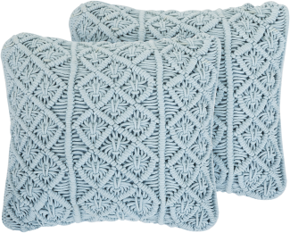 Kissen 2er Set Geometrisches Muster GOREME Bouclé 45 x 45 cm Blau