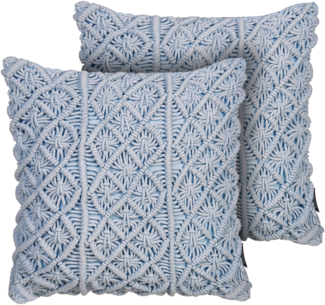 Kissen 2er Set Geometrisches Muster GOREME Bouclé 45 x 45 cm Blau