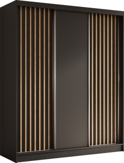 AX LIVING Cabinio 180 Schwebetürenschrank Schwarz mit Artisan Lamellen