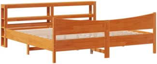 vidaXL Massivholzbett mit Kopfteil Wachsbraun 200x200 cm Kiefer 3306293