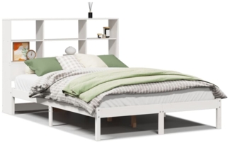 vidaXL Massivholzbett mit Regal ohne Matratze Weiß 140x190 cm Kiefer 3321580