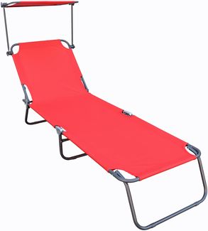 VCM Sonnenliege Dach 917010 Rot L. 185 x H. 24 x B. 55 cm