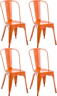 CLP 4er Set Stühle Benedikt aus Metall bis 200 kg belastbar stapelbar,orange