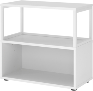 bümö flexi Regal mit werkzeuglosem Schnellaufbausystem, Dekor: weiß - Modulares Aktenregal 80 cm breit aus Holz für 2 Ordnerhöhen mit Threespine-Klicksystem, FW28RERG-W