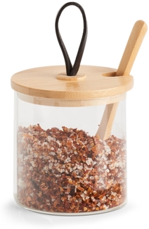 Vorratsglas mit Bambusdeckel & Löffel - Ø 8 x 8,5 cm