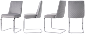 SeedWave Freischwinger Samt-Schwingstühle mit Rautenmuster Rückenlehne, Freischwinger stühle, 2er set / 4er set,Esszimmerstühle mit Metallsockel