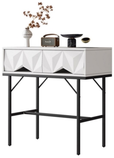 HAUSS SPOLE Sideboard Konsolentisch Beistellschrank Kommode mit verstellbaren Füßen (Moderner Konsolentisch mit geometrischem Schubladen-Design, Doppelschubladen, stabile Struktur aus MDF & Metall, 32 × 35 cm)