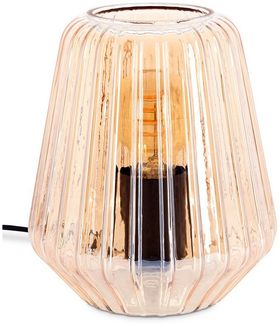 hofstein Tischleuchte Tischlampe aus Metall/Glas in Schwarz/Bernsteinfarben, ohne Leuchtmittel, Glasschirm (17cm), An/-Auschalter am Kabel, 1x E27, ohne Leuchtmittel