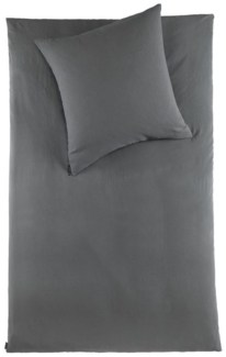 soma Bettwäsche Set Musselin 135x200 Design anthrazit Baumwolle, Musselin, 2 teilig, Sommer Geschenke Idee Frauen Männer weich sale Reißverschluss Partner