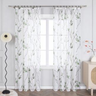 Joyswahl Gardine, Kräuselband (1 St), transparent, Vorhang mit Blätter Muster Bedruckt Fensterschal für Wohnzimmer