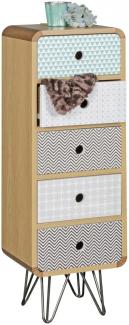 Highboard Kommode mit 5 Schubladen BONI 90x25 cm