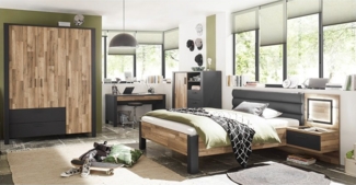 Lomadox Jugendzimmer-Set DARWIN-78, (Sparset, 5-tlg), mit Bett Liegefläche 140x200 cm, Kleiderschrank mit 3 Türen Eiche, grau