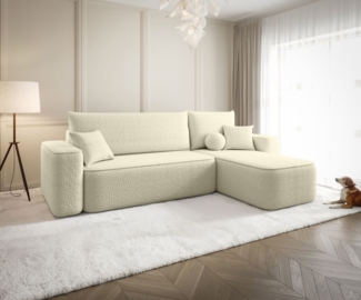 Ecksofa Schlafsofa Sofa AGEPO Stoff Quelle Creme Ottomane Rechts