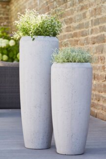 Flingora Bodenvase Cleo, mit Einsatz - Fiberglas - Indoor & Outdoor - Zementgrau - Höhe 75 cm
