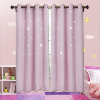 Rosnek Vorhang Sterne Vorhang Kinderzimmer Gardinen, Verdunklungs BLICKDICHT Vorhänge (2 St)