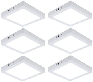 6er Set LED Deckenleuchte, Aufbau-Panel, Kunststoff, weiß, L 21,4 cm