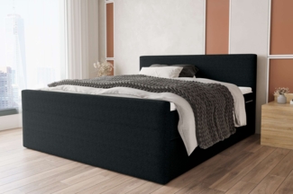 99rooms Phönix Plus Boxspringbett 200x200 cm Webstoff MALMO_NEW Schwarz Taschen-Federung