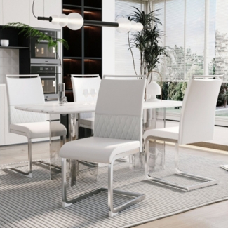 XDeer Esszimmerstuhl 4er Set Esszimmerstühle,Rücken gepolstert Side Chair, Querstreifen Rückenlehne Design für Esszimmer