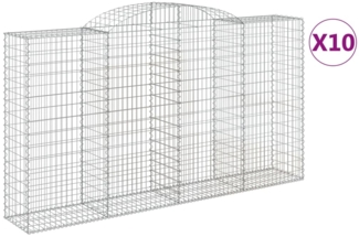 vidaXL Gabionen mit Hochbogen 10 Stk 300x50x160/180cm Verzinktes Eisen 3146763