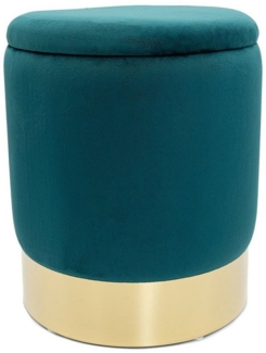 Casamia Sitzhocker Samthocker mit Stauraum Ø 31 H 38 cm Deko Hocker Samt gold Hocker Schm