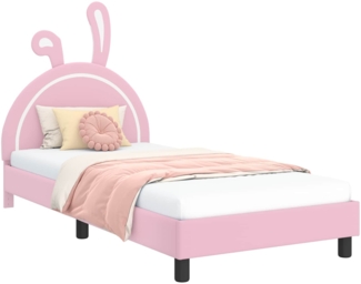vidaXL Kinderbettgestell mit Kopfteil mit Kopfteil Rosa 90 x 200 cm PU 42011203