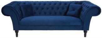 Casa Padrino Chesterfield Sofa in Blau 225x90 x H. 79 cm