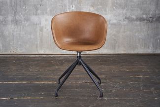 KAWOLA Stuhl DANI Esszimmerstuhl mit Drehfunktion Kunstleder cognac 81 x 54.5 x 60 cm