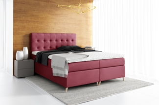 99rooms Sorento Boxspringbett Velours 140x200 cm Bordeaux