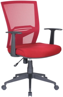Dmora Stuhl mit Rädern Eulalia, Mesh-Chefsessel mit Armlehnen, ergonomischer Bürositz, 59x64h96/106 cm, Rot
