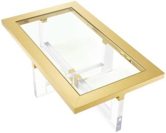 Casa Padrino Luxus Couchtisch / Wohnzimmertisch Gold 140 x 80,5 x H. 43 cm - Wohnzimmermöbel