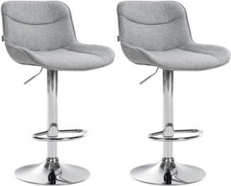 DELUKE® Barhocker 2er Set TAMPA - Grau, Stoff, Chrom Barhocker mit Lehne Barstuhl Tresenhocker Tresenstuhl Kneipenhocker Kneipenstuhl