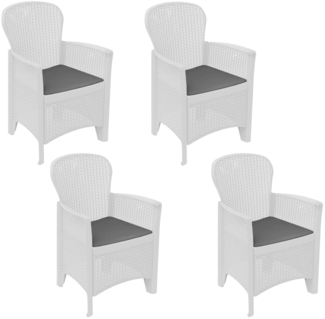 Dmora 4er-Set Gartenstühle Amilton, Gartensitz, Für drinnen und draußen, Mit Armlehnen, Made in Italy, 59x57 h86 cm, Weiß