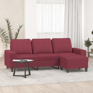 vidaXL 3-Sitzer-Sofa mit Hocker Weinrot 180 cm Stoff 3201157