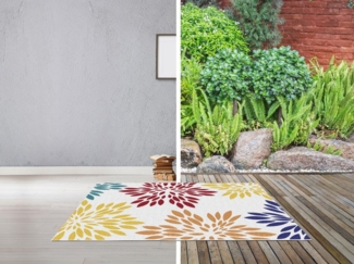 Vente-unique - Indoor- oder Outdoor-Teppich mit Blumenmotiv - 150 x 200 cm - Mehrfarbig - FLOWINI