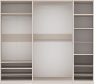 Marmex Möbel TRES SET M Schrankkombination ohne Türen, Modulares Schrankset mit Einlegeböden und Kleiderstangen, Einbauschrank, laminierte Spanplatte, graubeige cashmere, 230x206x51 cm