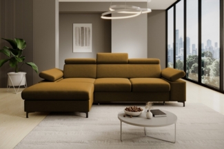 NEXT COLLECTION Ecksofa Ecke mit verstellbaren Kopfteilen MAVIC, Verstellbare Kopfstützen, verstellbare Armlehnen, Einfache Form, Schlaffunktion, Bettzeugbehälter