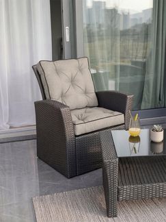 Aspero Sitzauflage 2 Stuhlkissen 50x50 cm Valletta, Gepolsterte Outdoor Auflage mit Steppung