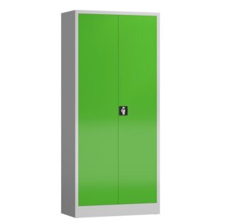 Aktenschrank Metallschrank 2 Türen, 4 Fachböden 180 x 80 x 38 cm, lichtgrau/gelbgrün