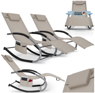 tectake Gartenliege Sonnenliege Taya, ergonomisch, mit Komfort-Schwingbewegung, 2er Set, 2 St, Ergonomische Gartenliege mit sanfter Schwingfunktion