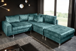 riess-ambiente Ecksofa KENT 220cm petrol, Einzelartikel 1 Teile, Wohnzimmer · Microvelours · L-Form · Ottomane beidseitig · Design