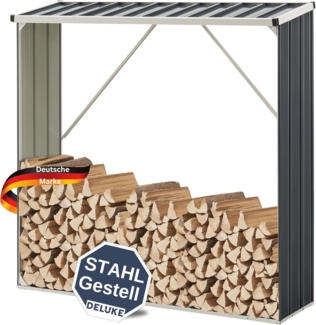 DELUKE® Kaminholzregal Außen FALK - 155x45x157cm Stahl Holzunterstand für Brennholz außen Metall Unterstand für Kaminholz Brennholzregal Feuerholzregal Anthrazit